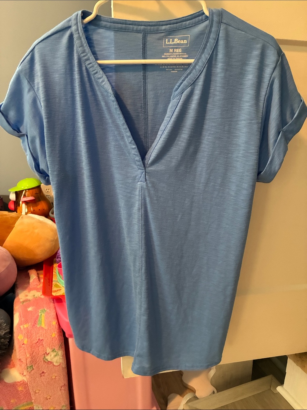 L.L. Bean Women's Blue V-Neck Short Sleeve Tee